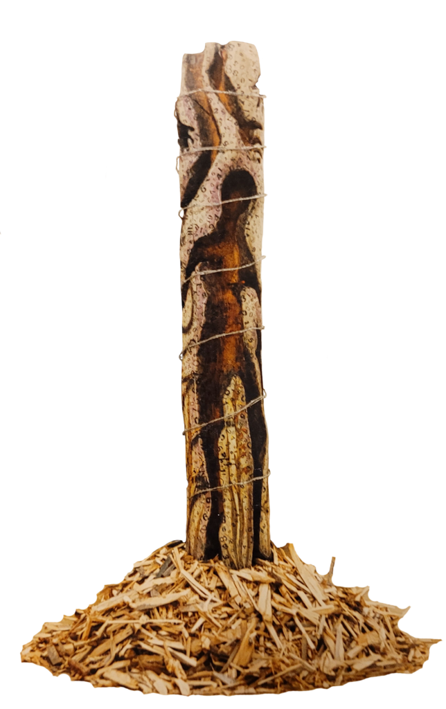 Colonna Sonora, 1998, Giancarlo Gelsomino. 236 x 35 cm, tecnica mista su legno.