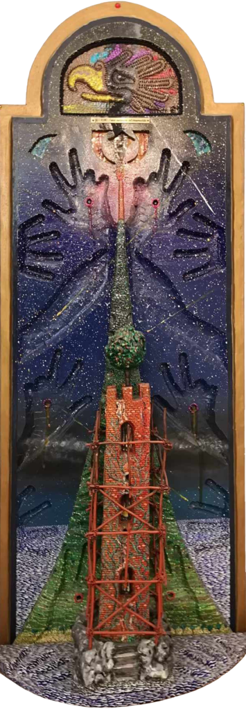 La Montangna Sacra, 2005, Giancarlo Gelsomino. 126 x 51 cm, tecnica mista su legno.