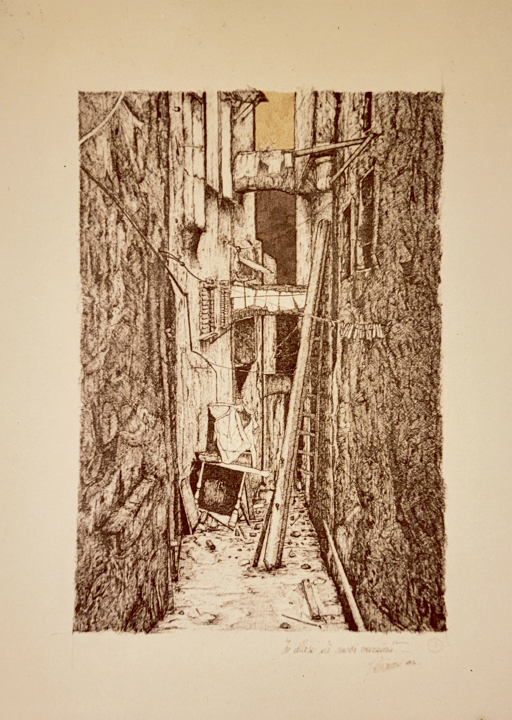 Genova, 1981, Giancarlo Gelsomino
48 x 34 cm, tecnica mista e matita su cartoncino bianco.